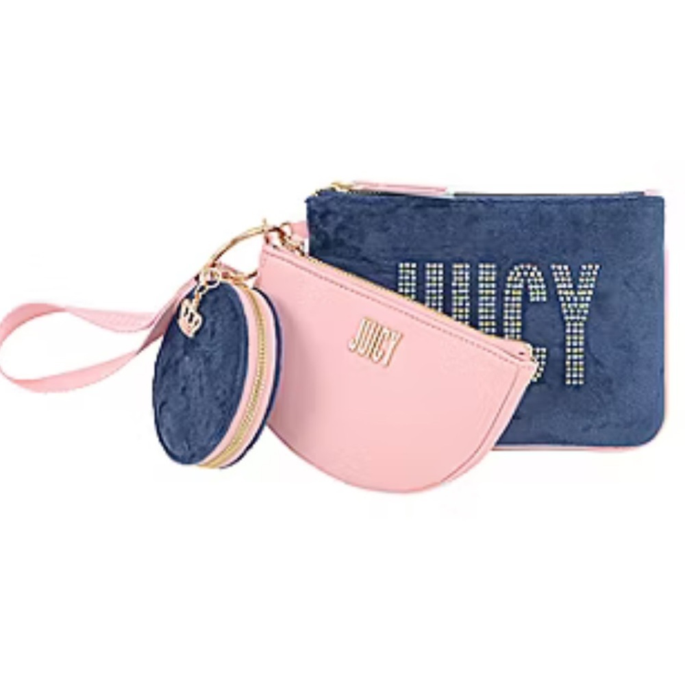 NWT Juicy Couture Regal Blue and Pink Clutch Set